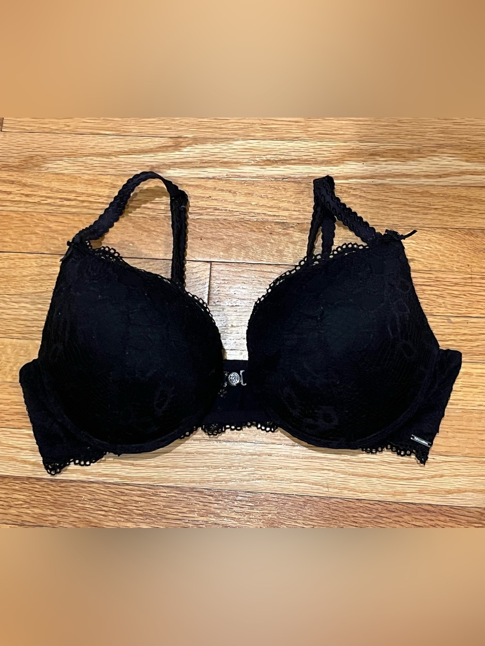 La Vie En Rose Black Lace Push Up Bra